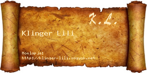 Klinger Lili névjegykártya